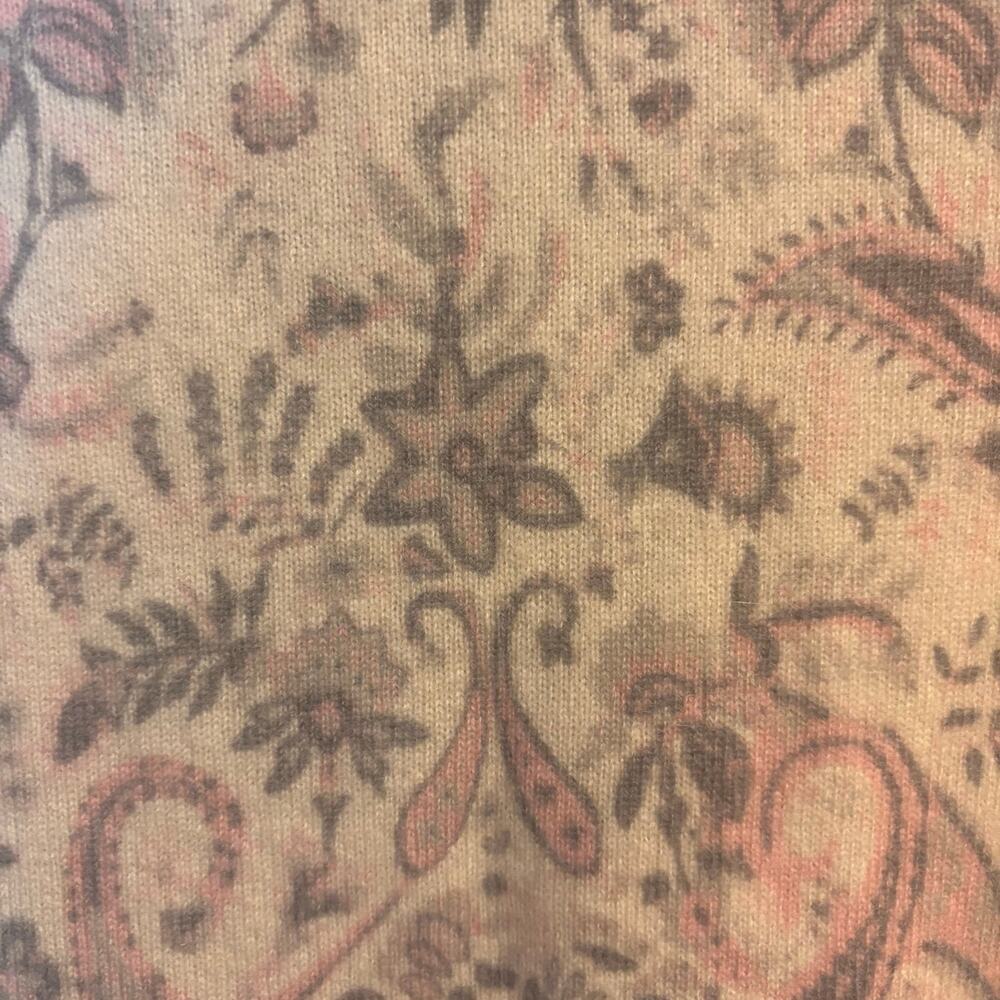 Charter Club 2 Ply Cashmere Pink/Gray Paisley Women's V Neck Sweater Sz Medium - Picture 6 of 7
